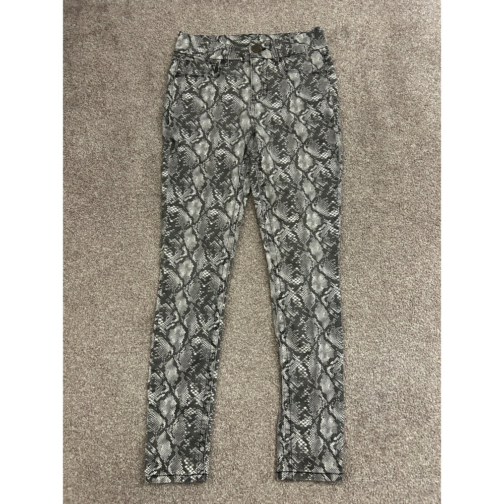 Seven7 Skinny Jeans Womens 4 Grey Snakeskin Print Tummyless High Rise Excellent